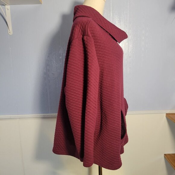 Croft & Barrow 2X Maroon Burgundy Longsleeve Cowl Neck Pullover Sweatshirt - Picture 4 of 10